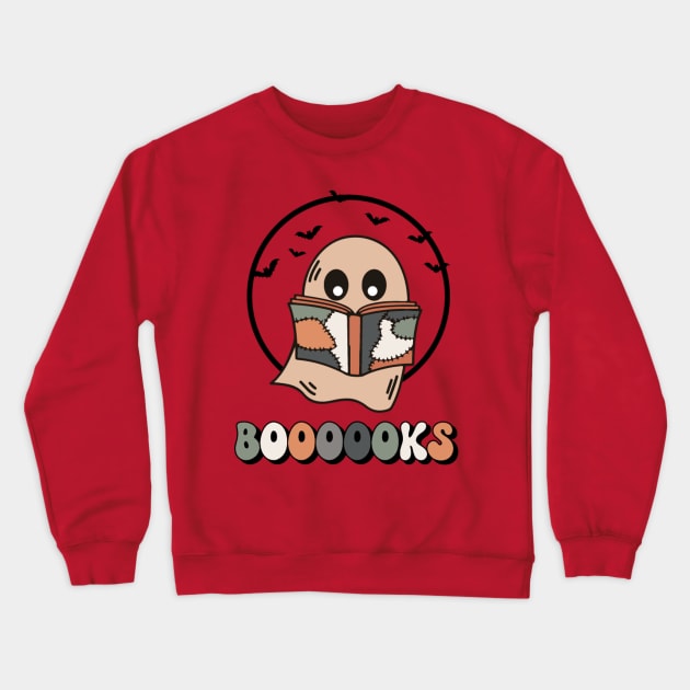 Booooks Halloween Ghost Boo Book Reader Librarian Costume Crewneck Sweatshirt by Teewyld